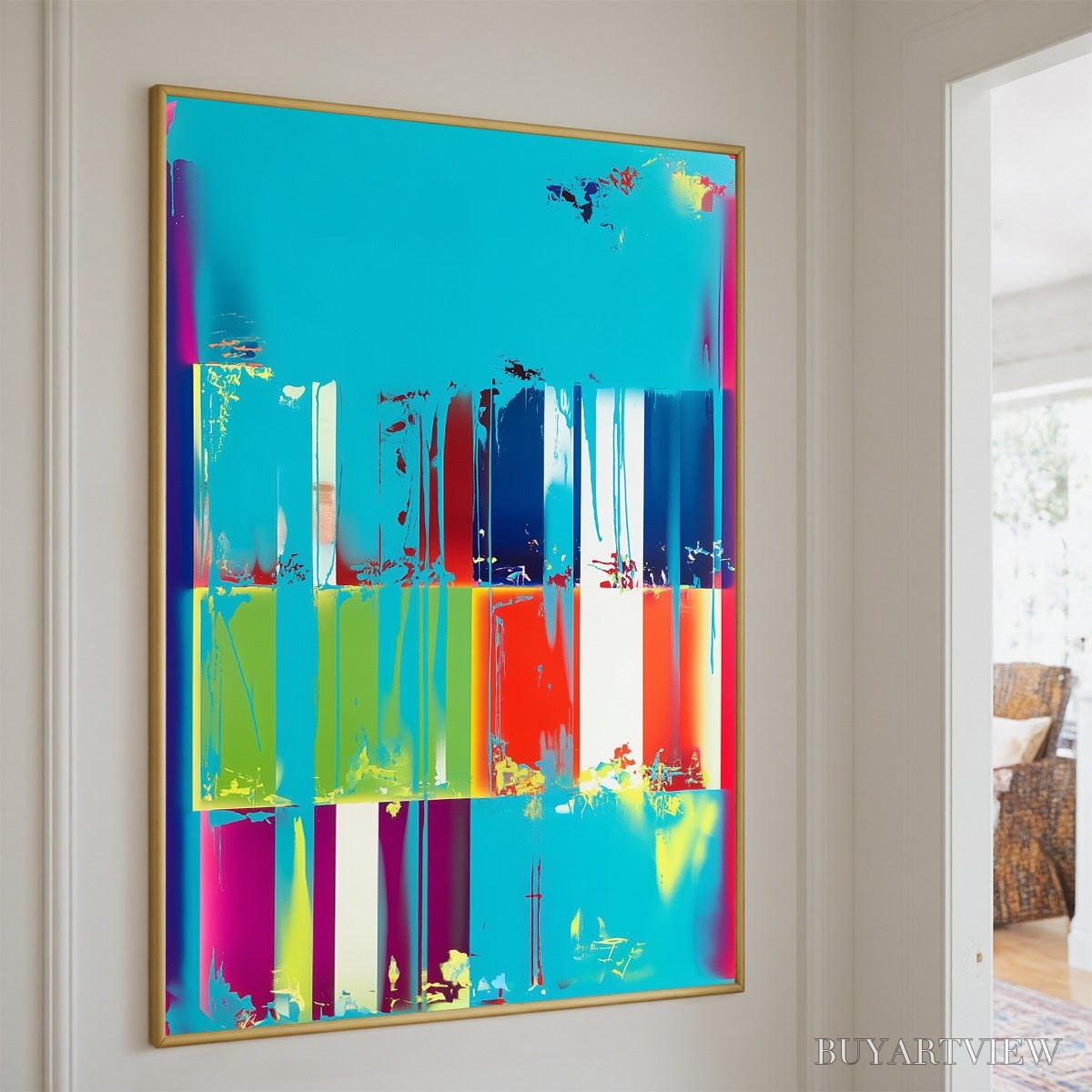 BUYARTVIEW Pixelated Paradise – Vibrant Abstract Glitch Art Oil Painting - image 5