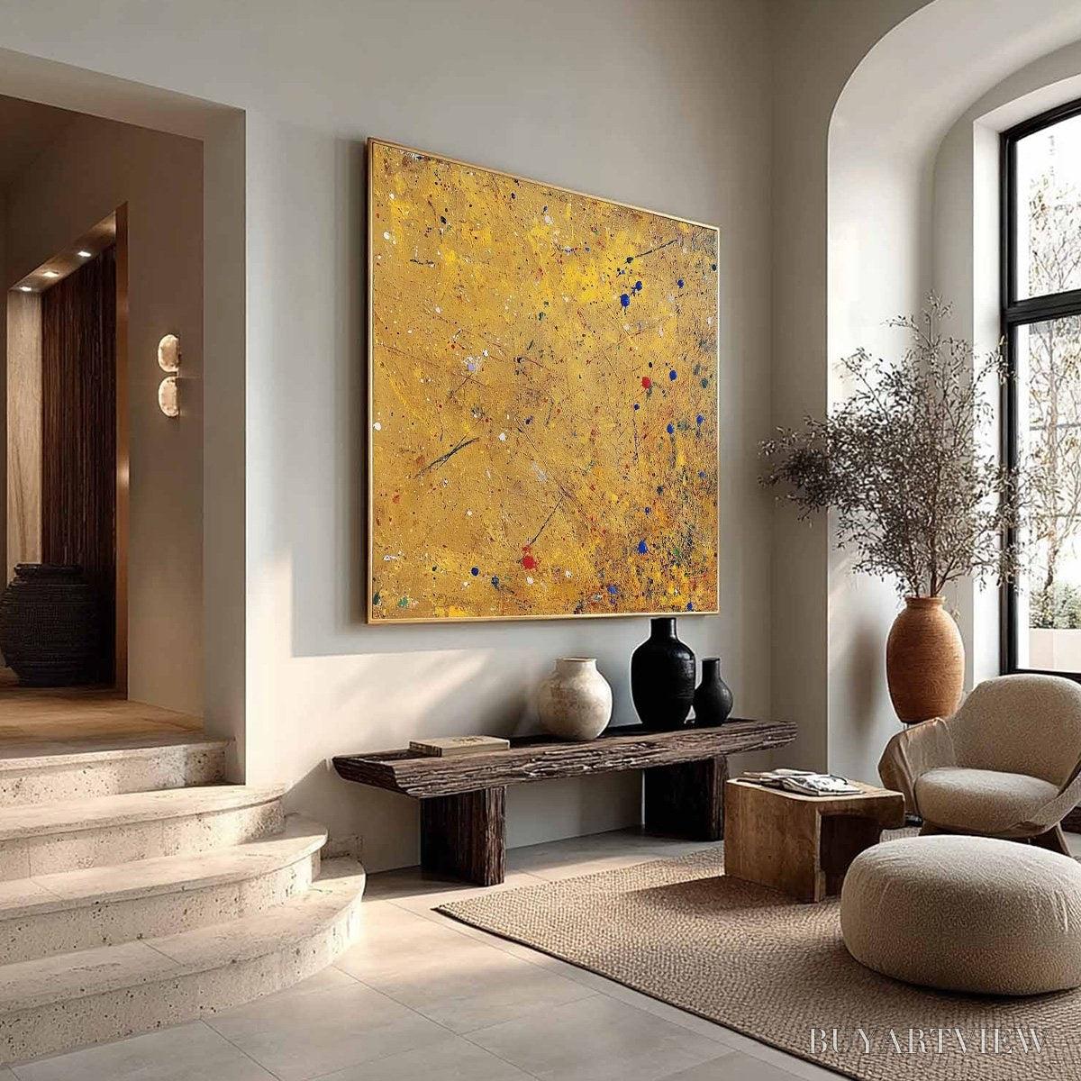BUYARTVIEW Golden Chorus – Abstract Expressionist Oil Painting - image 3