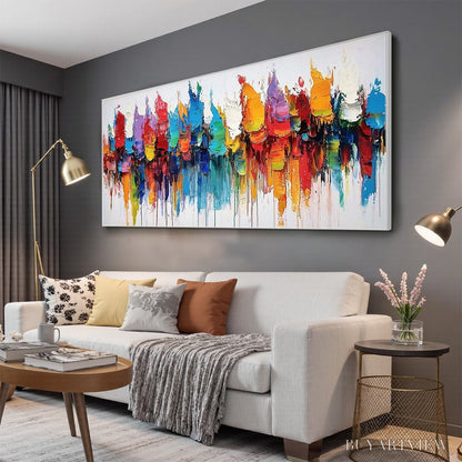 BUYARTVIEW Colorfalls – Panoramic Abstract Oil Painting in Vibrant Hues - image 4
