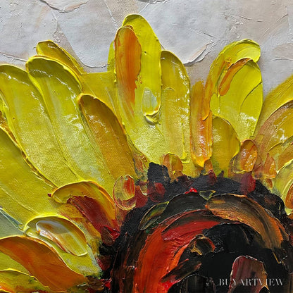 BUYARTVIEW Golden Trio – Impasto Sunflower Oil Painting in Vibrant Yellows - image 3