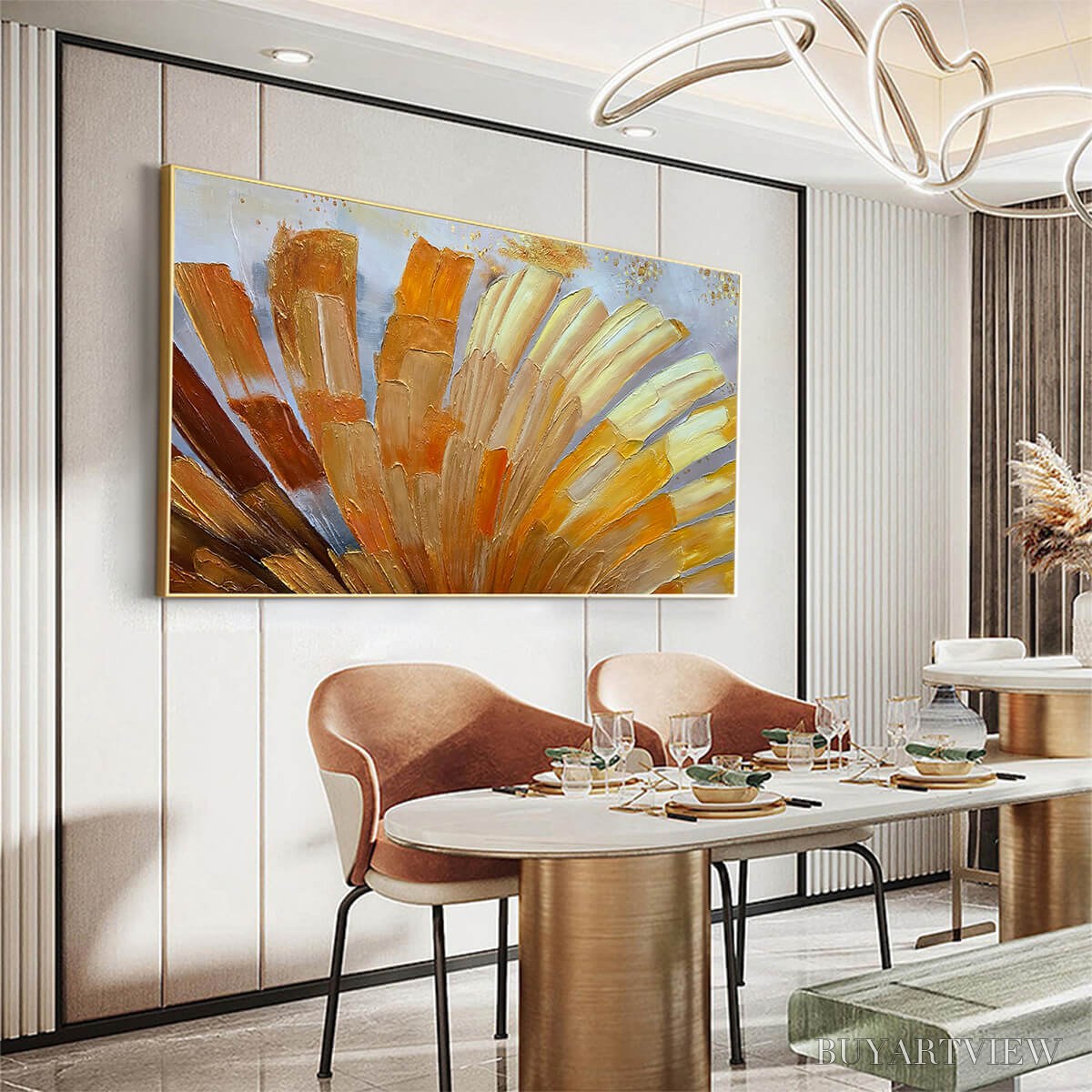 BUYARTVIEW Golden Radiance – Abstract Gold Textured Impasto Oil Painting - image 4
