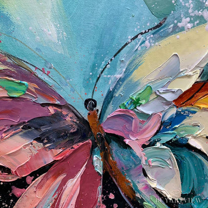 BUYARTVIEW Metamorphosis – Textured Impasto Colorful Butterfly Oil Painting - image 3