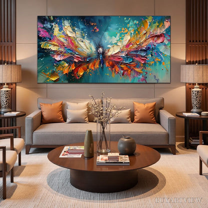 BUYARTVIEW Metamorphosis – Textured Impasto Colorful Butterfly Oil Painting - image 4