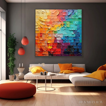 BUYARTVIEW Chroma Flow – Textured Abstract Impasto Oil Painting - image 5