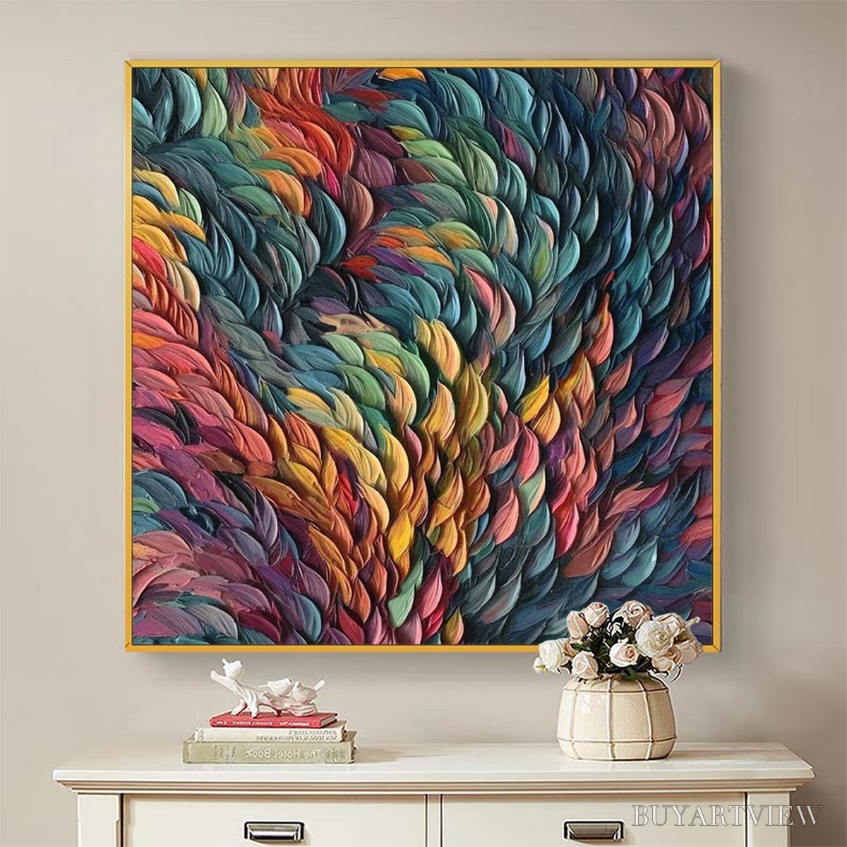 BUYARTVIEW Chroma Whirl – Textured Impasto Oil Painting in Vibrant Multicolor - image 2