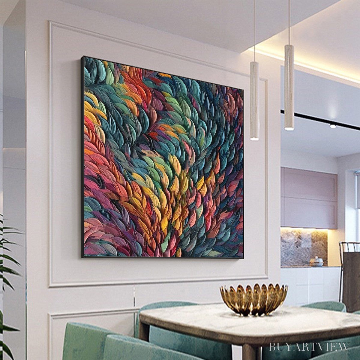 BUYARTVIEW Chroma Whirl – Textured Impasto Oil Painting in Vibrant Multicolor - image 4
