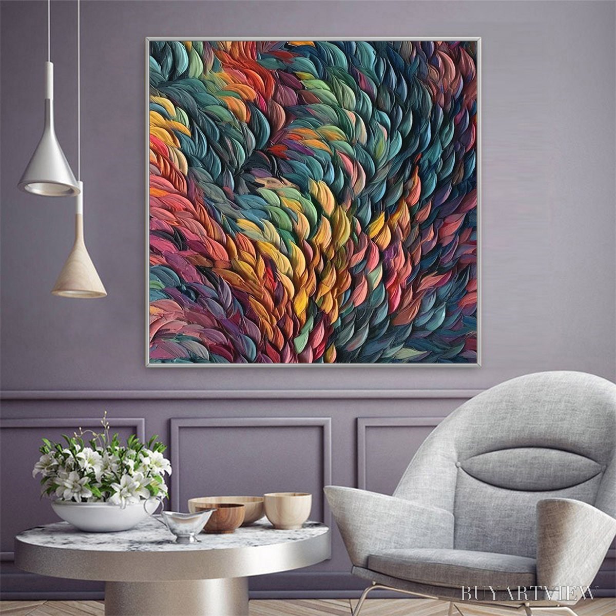 BUYARTVIEW Chroma Whirl – Textured Impasto Oil Painting in Vibrant Multicolor - image 5