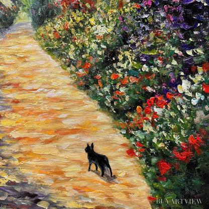 BUYARTVIEW Windmill Way – Charming Village Garden Path Oil Painting - image 3