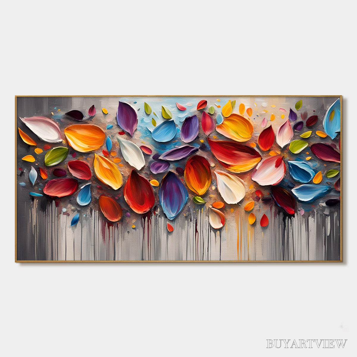 BUYARTVIEW Autumn Rain – Textured Impasto Leaf Fall Oil Painting - image 1