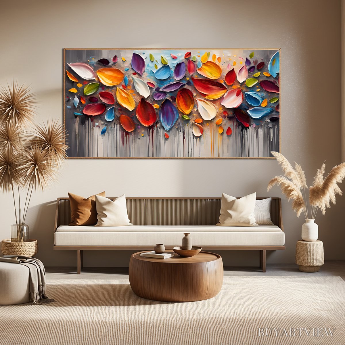 BUYARTVIEW Autumn Rain – Textured Impasto Leaf Fall Oil Painting - image 2