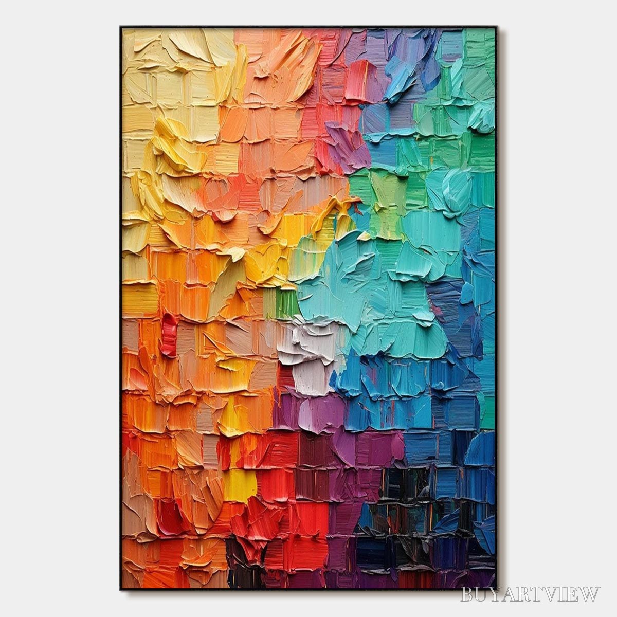 BUYARTVIEW Spectrum Mosaic – Textured Impasto Abstract Oil Painting - image 1