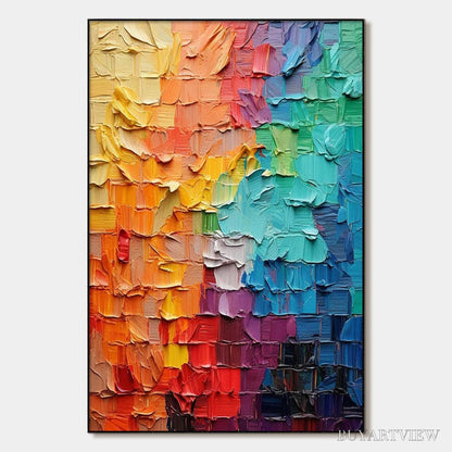 BUYARTVIEW Spectrum Mosaic – Textured Impasto Abstract Oil Painting - image 1
