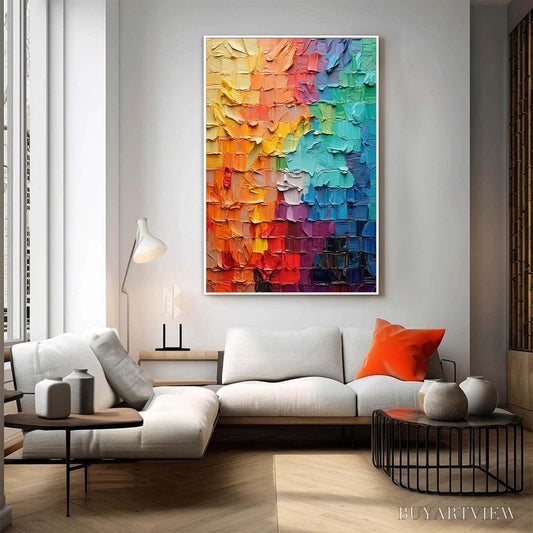 BUYARTVIEW Spectrum Mosaic – Textured Impasto Abstract Oil Painting - image 2