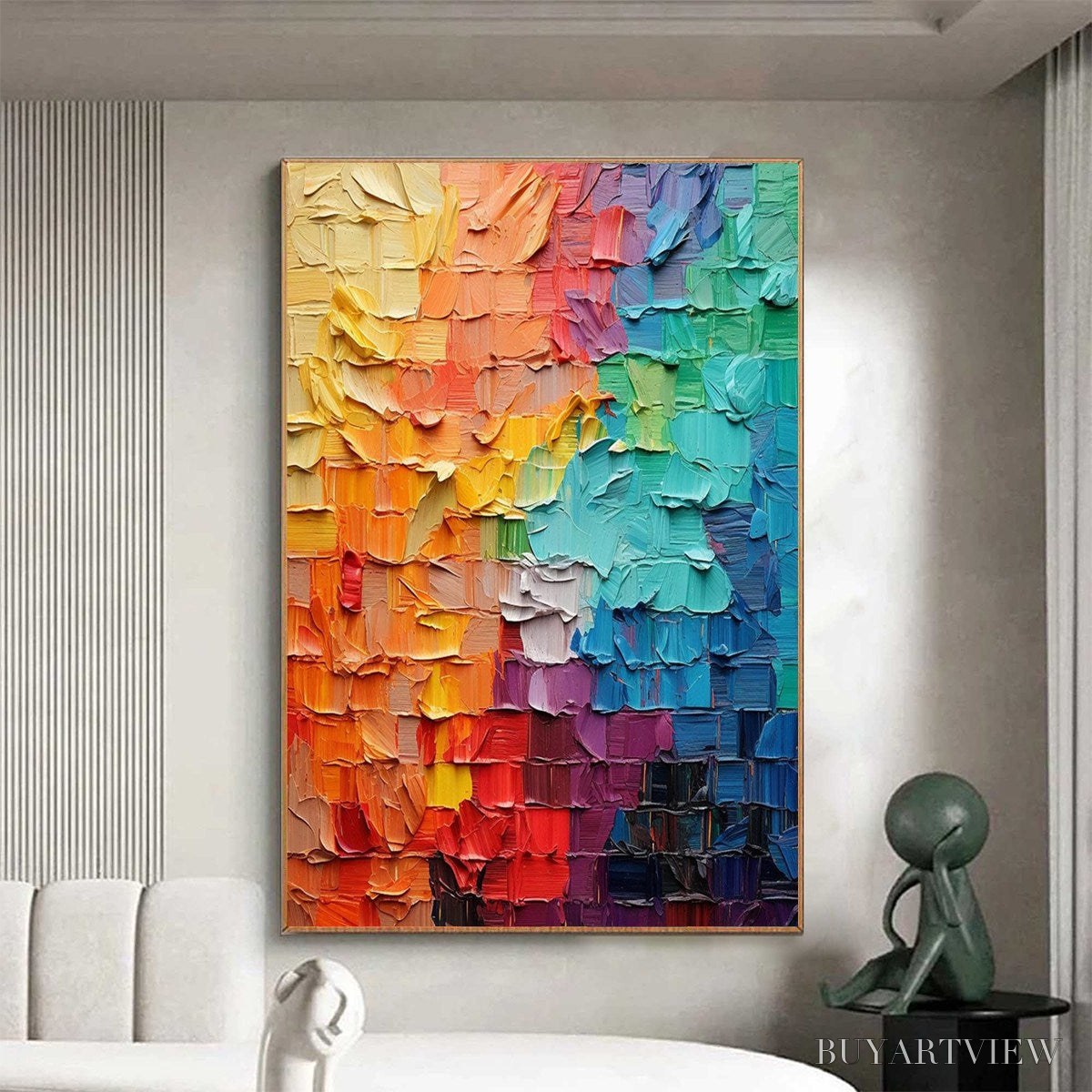 BUYARTVIEW Spectrum Mosaic – Textured Impasto Abstract Oil Painting - image 4