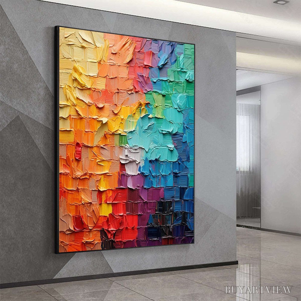 BUYARTVIEW Spectrum Mosaic – Textured Impasto Abstract Oil Painting - image 5