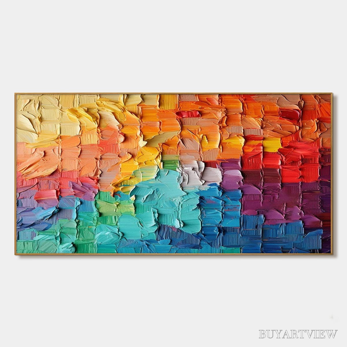 BUYARTVIEW Rainbow Harmony – Textured Impasto Abstract Oil Painting - image 1