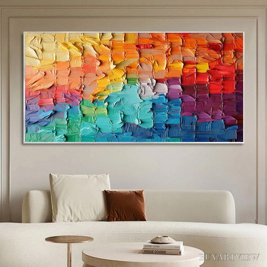 BUYARTVIEW Rainbow Harmony – Textured Impasto Abstract Oil Painting - image 2