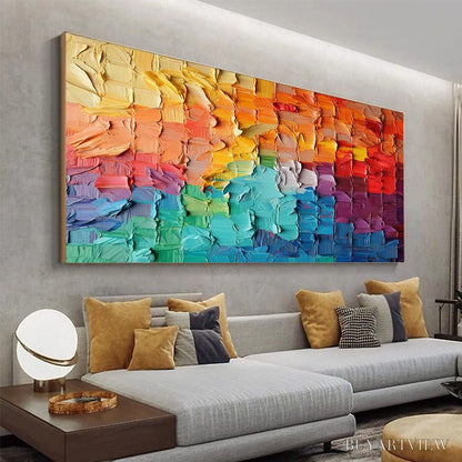 BUYARTVIEW Rainbow Harmony – Textured Impasto Abstract Oil Painting - image 4