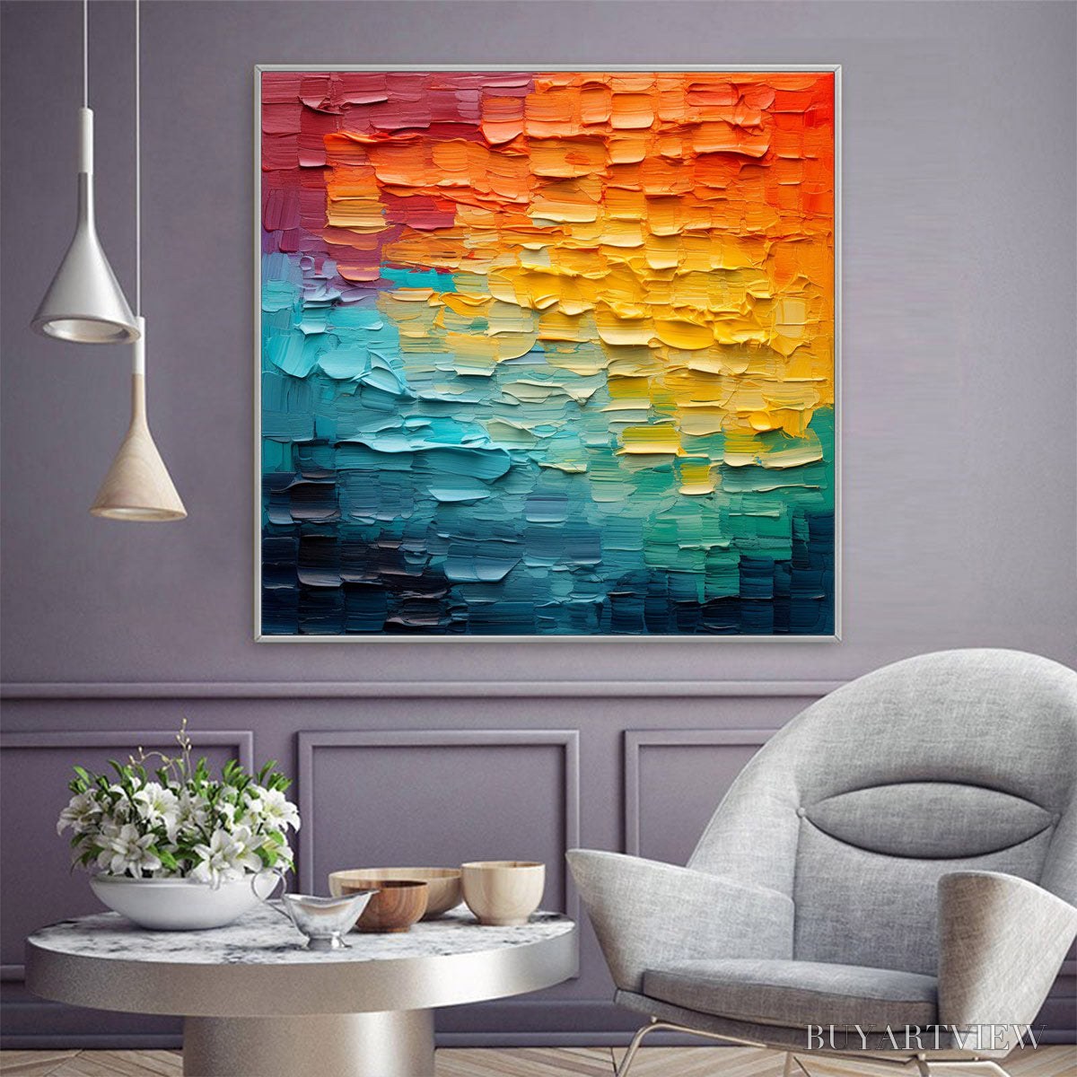 BUYARTVIEW Chroma Flow – Textured Abstract Impasto Oil Painting - image 5