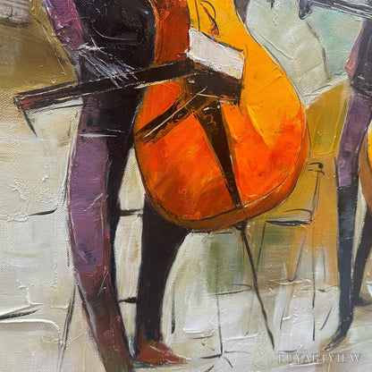 BUYARTVIEW Cellos in Harmony – Textured Musicians Oil Painting - image 3