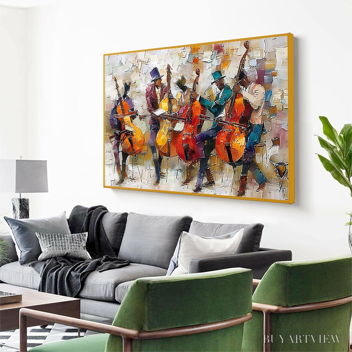 BUYARTVIEW Cellos in Harmony – Textured Musicians Oil Painting - image 4