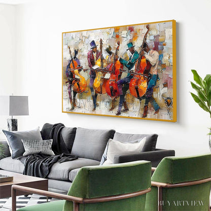 BUYARTVIEW Cellos in Harmony – Textured Musicians Oil Painting - image 4