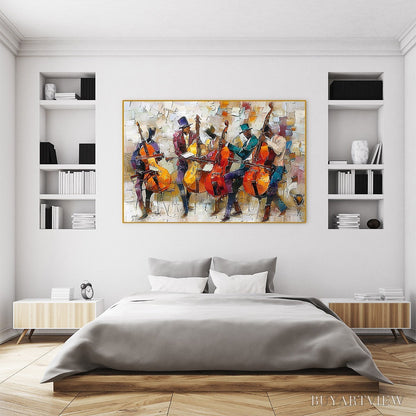 BUYARTVIEW Cellos in Harmony – Textured Musicians Oil Painting - image 5