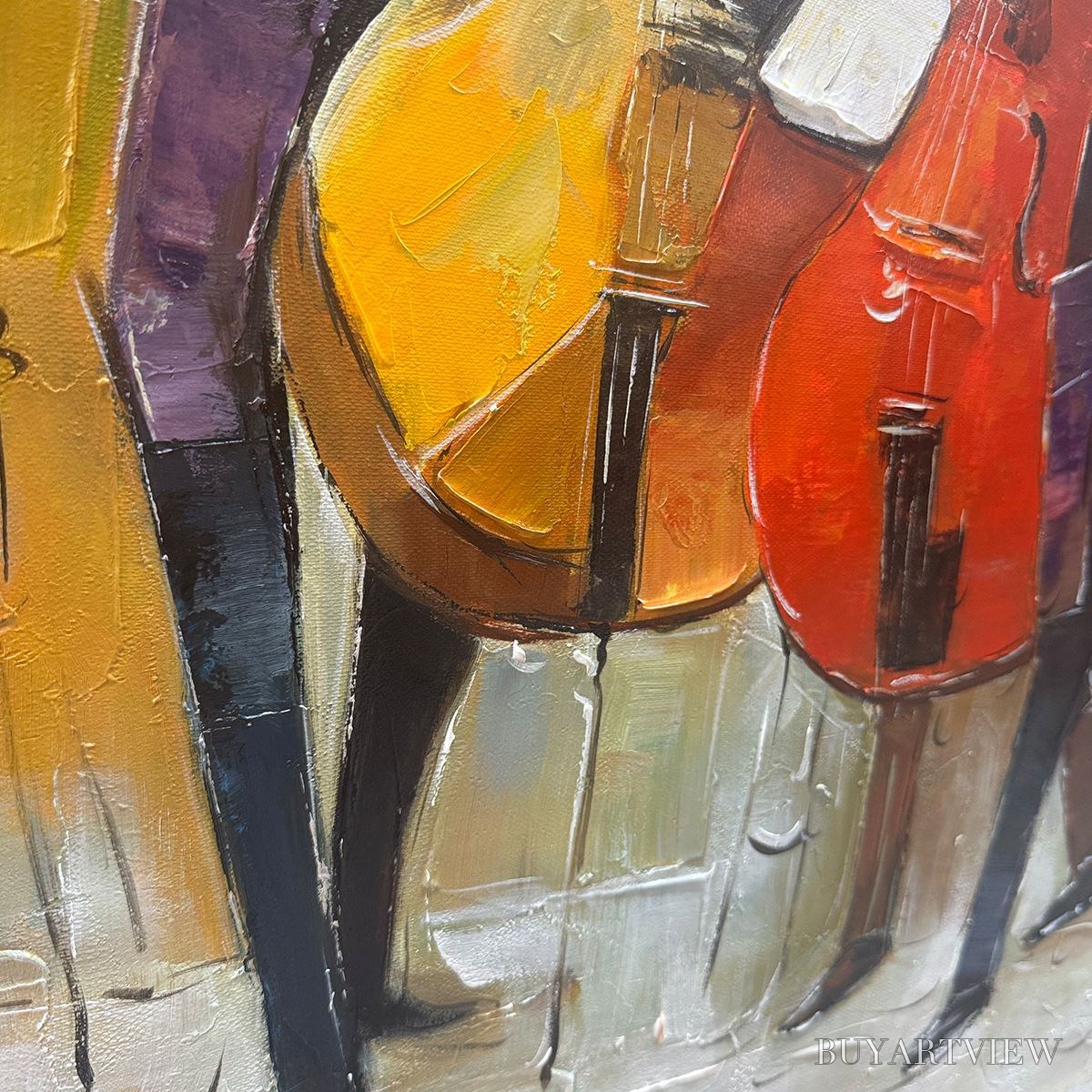 BUYARTVIEW Cellos in Harmony – Textured Musicians Oil Painting - image 6
