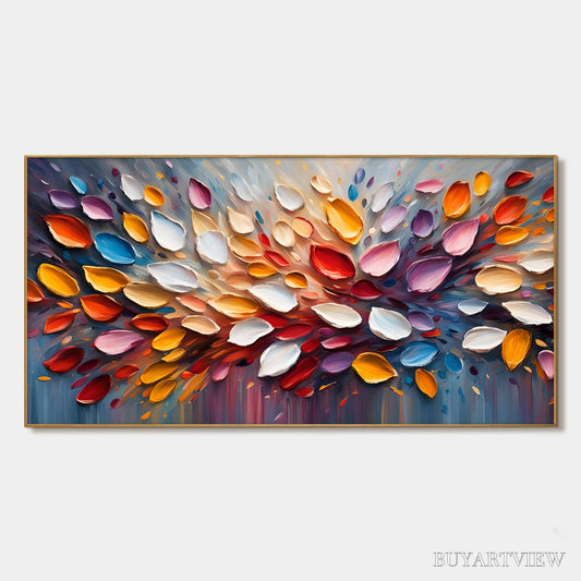 BUYARTVIEW Autumn'S Burst – Textured Abstract Leaf Oil Painting - image 1