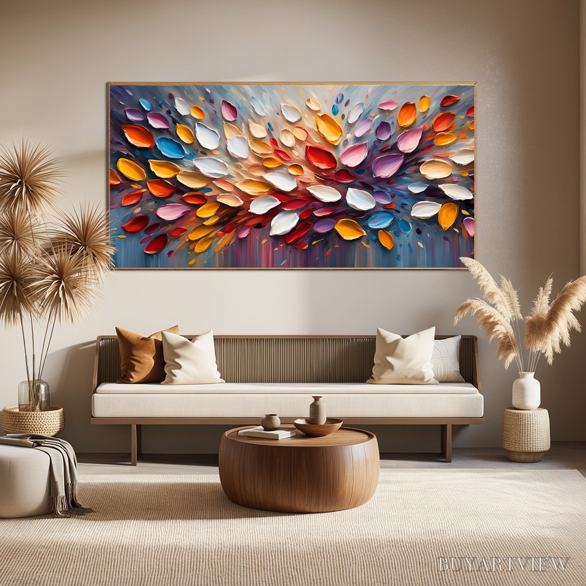 BUYARTVIEW Autumn'S Burst – Textured Abstract Leaf Oil Painting - image 2