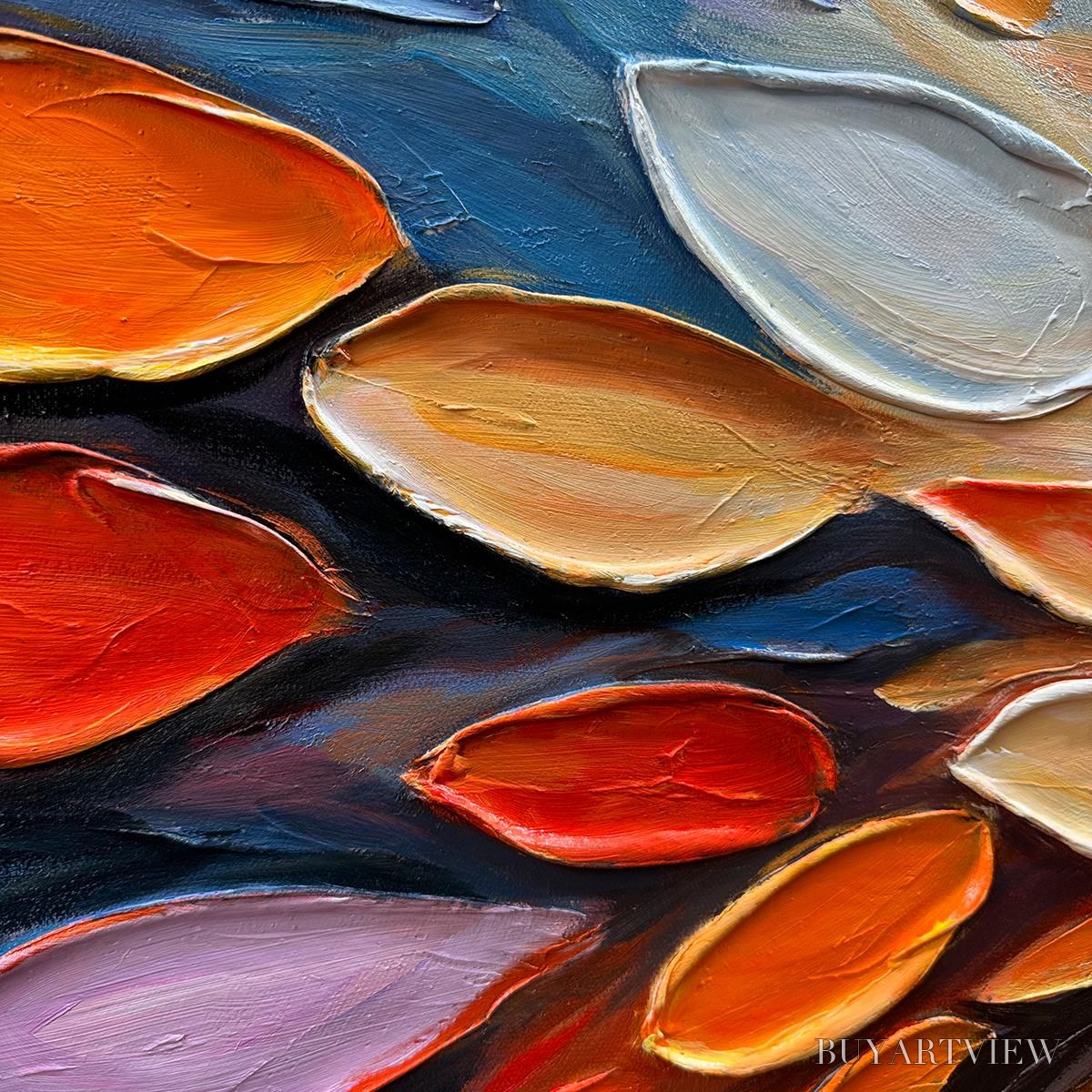 BUYARTVIEW Autumn'S Burst – Textured Abstract Leaf Oil Painting - image 3