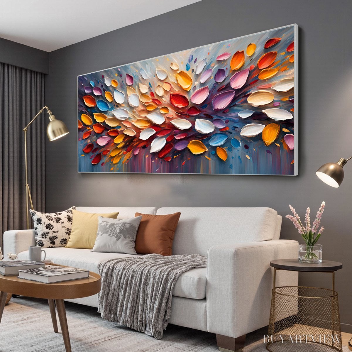BUYARTVIEW Autumn'S Burst – Textured Abstract Leaf Oil Painting - image 4