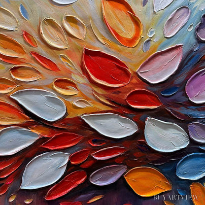 BUYARTVIEW Autumn'S Burst – Textured Abstract Leaf Oil Painting - image 5