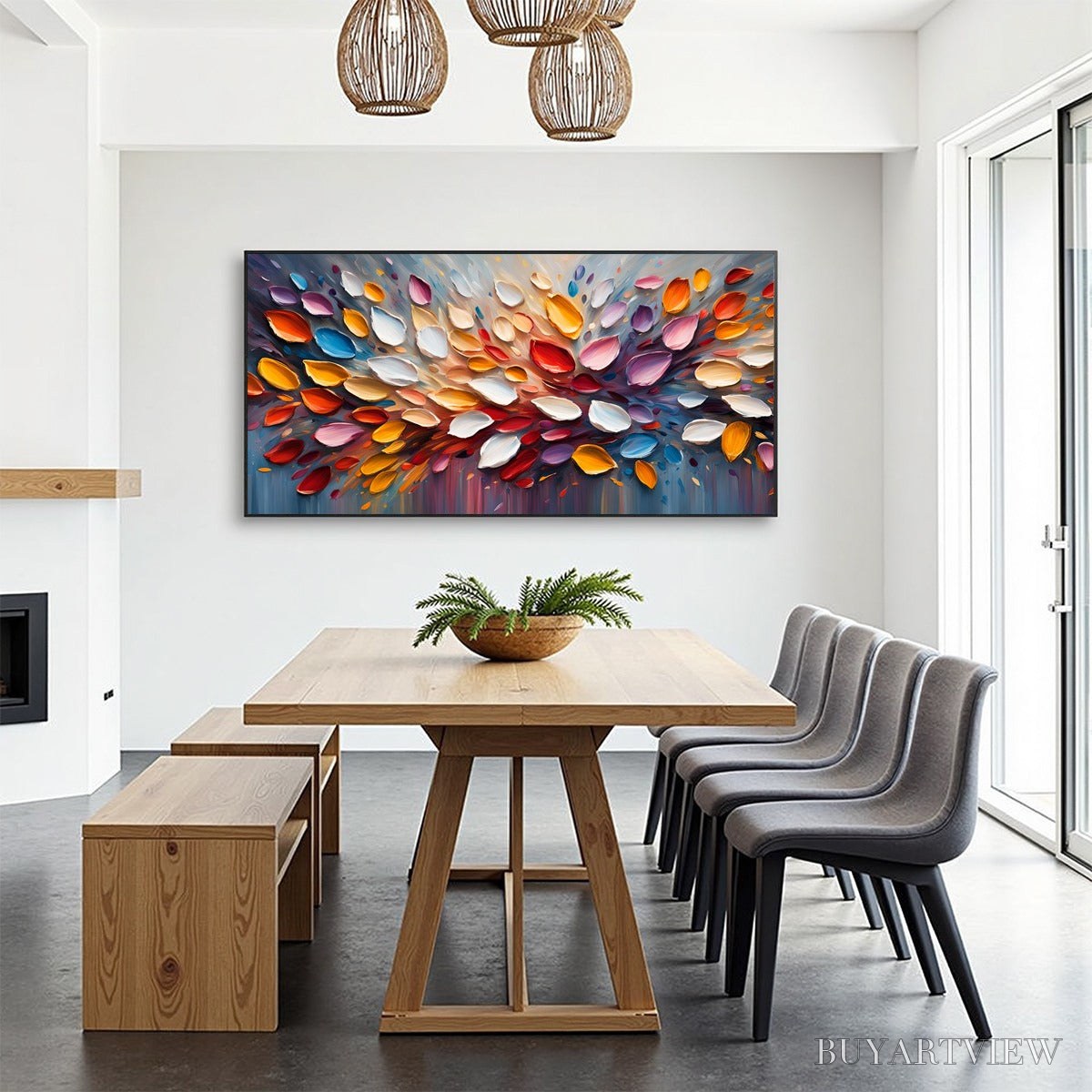 BUYARTVIEW Autumn'S Burst – Textured Abstract Leaf Oil Painting - image 6
