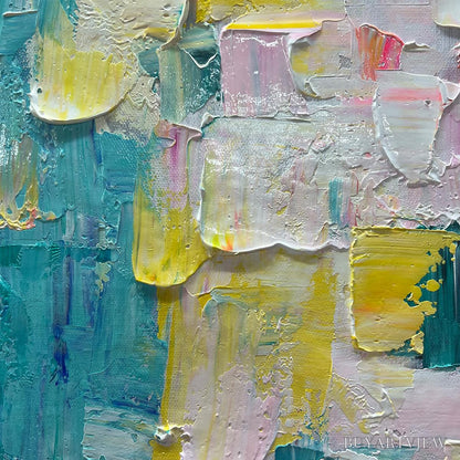 BUYARTVIEW Pixel Rainbow – Colorful Abstract Impasto Oil Painting - image 3
