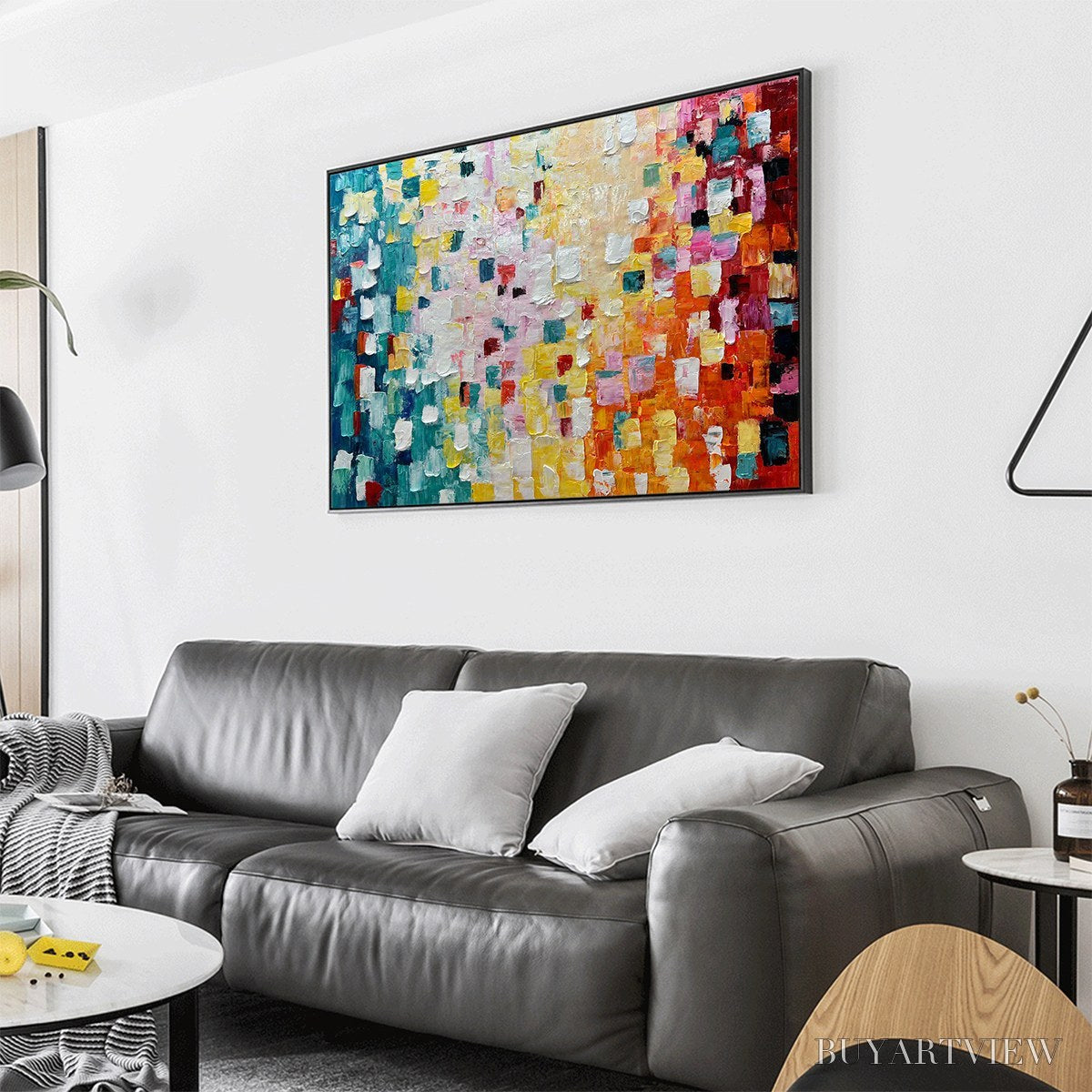 BUYARTVIEW Pixel Rainbow – Colorful Abstract Impasto Oil Painting - image 4