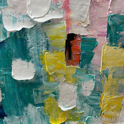 BUYARTVIEW Pixel Rainbow – Colorful Abstract Impasto Oil Painting - image 5