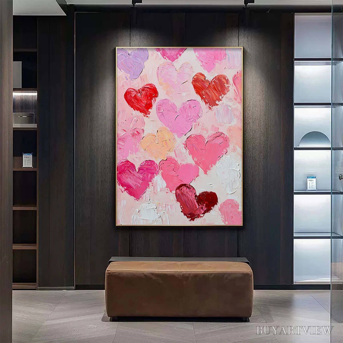 BUYARTVIEW Fluttering Hearts – Colorful Impasto Abstract Oil Painting of Hearts - image 2