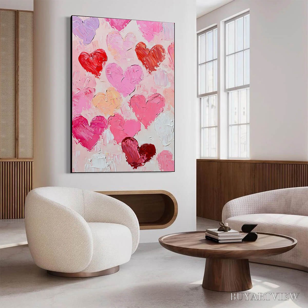 BUYARTVIEW Fluttering Hearts – Colorful Impasto Abstract Oil Painting of Hearts - image 4