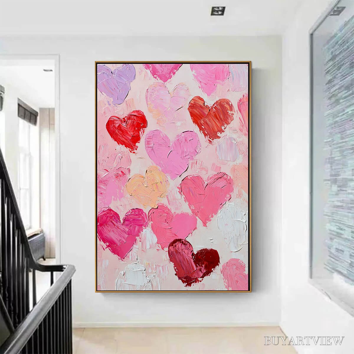 BUYARTVIEW Fluttering Hearts – Colorful Impasto Abstract Oil Painting of Hearts - image 5