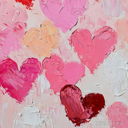 BUYARTVIEW Fluttering Hearts – Colorful Impasto Abstract Oil Painting of Hearts - image 6