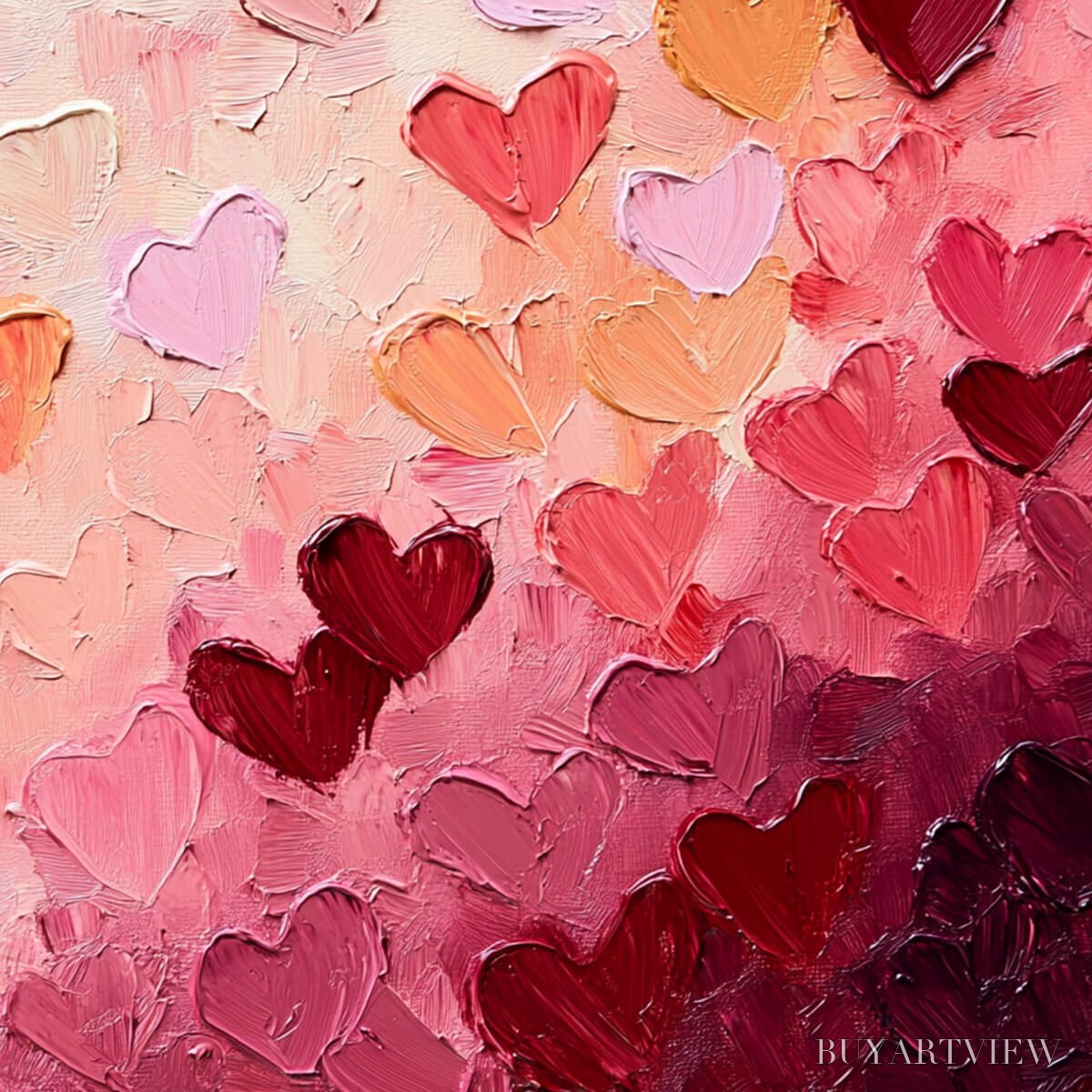 BUYARTVIEW Heartscape – Textured Impasto Abstract Oil Painting in Pink and Red - image 5