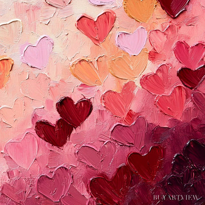 BUYARTVIEW Heartscape – Textured Impasto Abstract Oil Painting in Pink and Red - image 5
