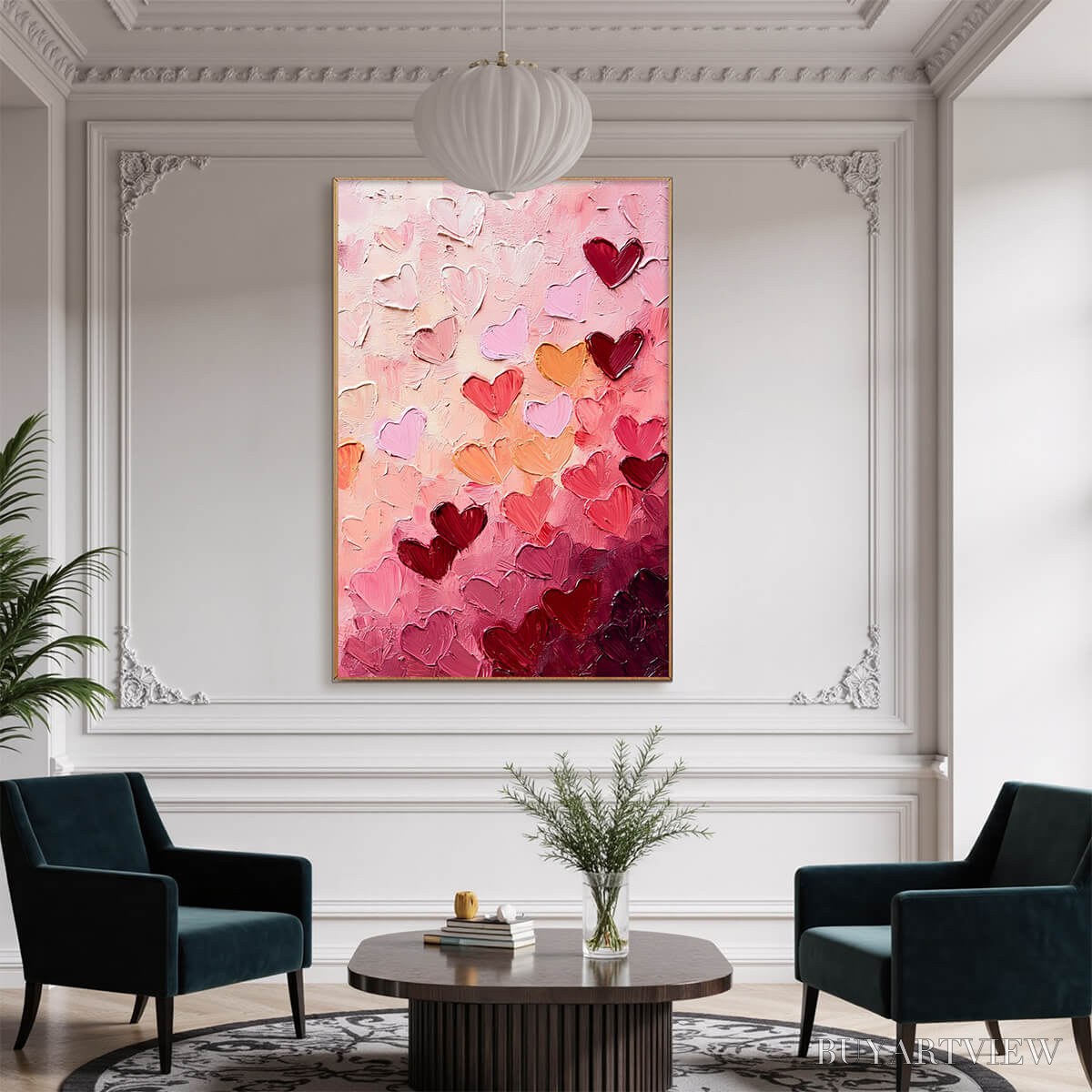 BUYARTVIEW Heartscape – Textured Impasto Abstract Oil Painting in Pink and Red - image 6