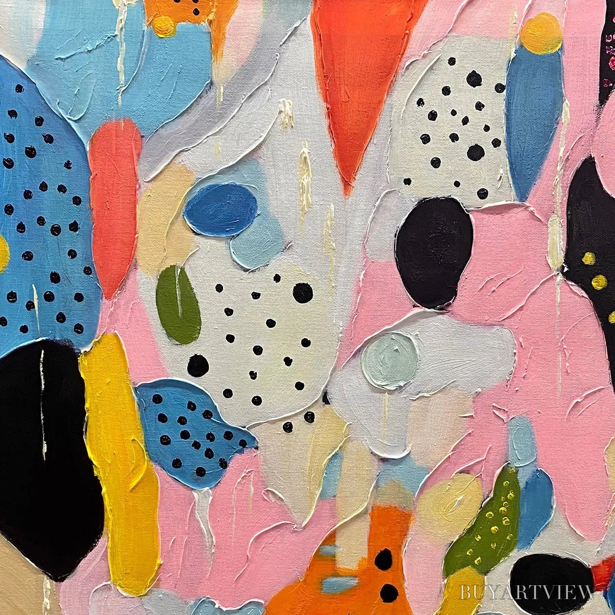 BUYARTVIEW Confetti Dreams – Vertical Abstract Painting in Vibrant Pink and Multicolor - image 3