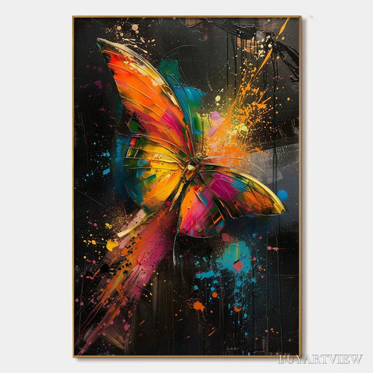 BUYARTVIEW Butterfly Nebula – Colorful Butterfly Oil Painting on Canvas - image 1