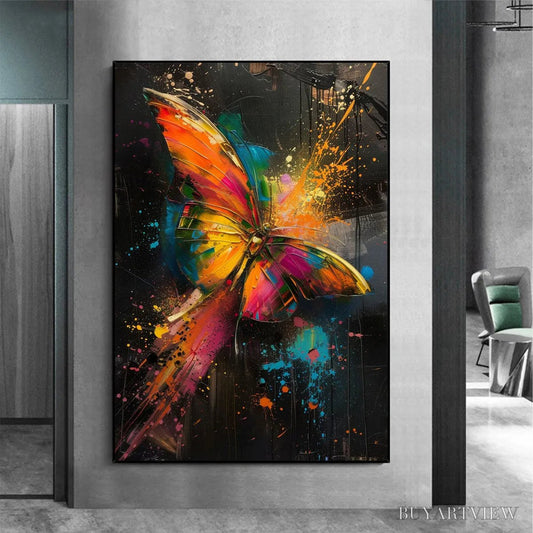 BUYARTVIEW Butterfly Nebula – Colorful Butterfly Oil Painting on Canvas - image 2