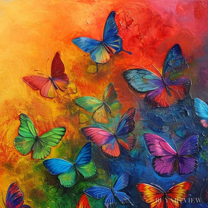 BUYARTVIEW Butterfly Rainbow – Square Colorful Butterfly Oil Painting on Canvas - image 3