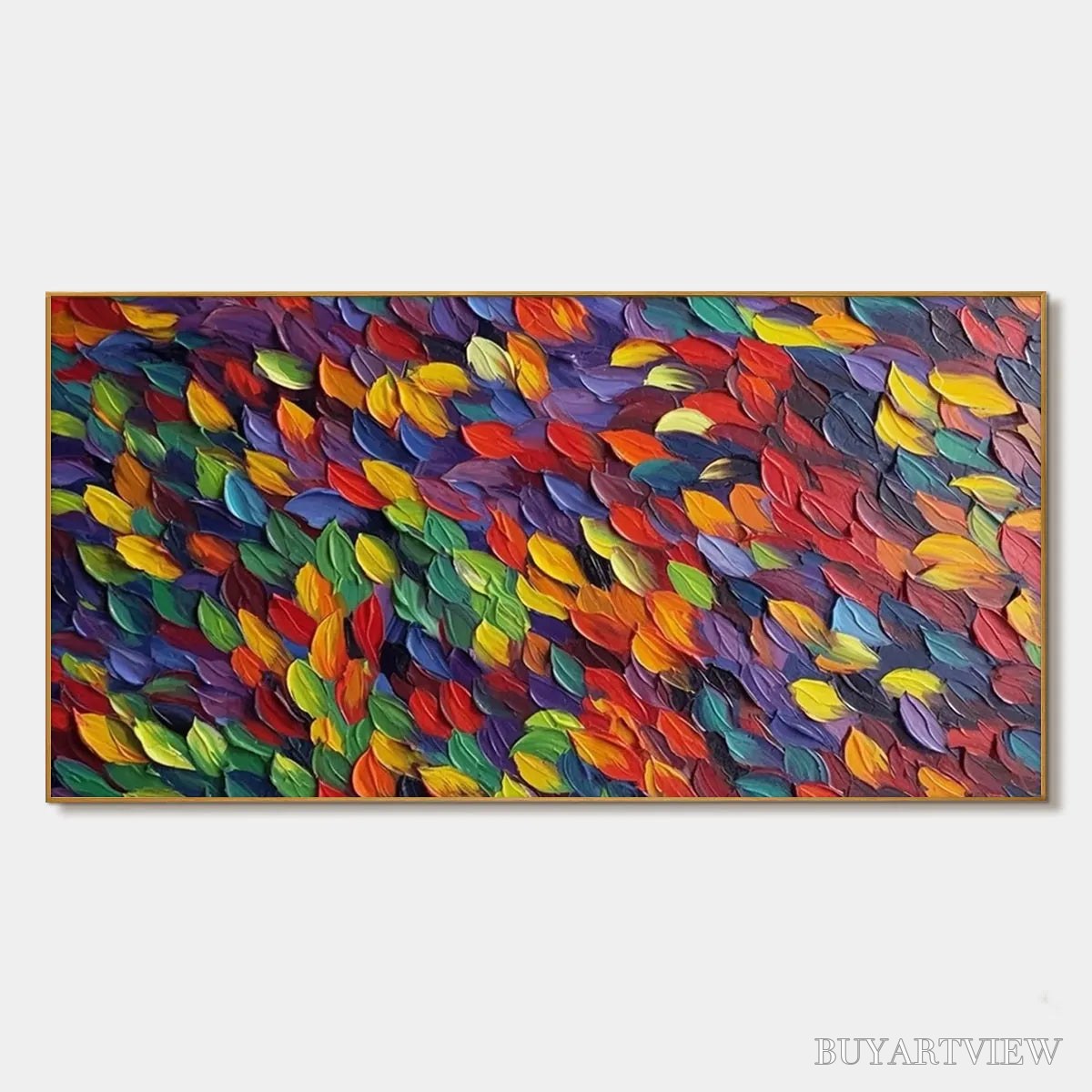 BUYARTVIEW Spectrum Rain – Colorful Abstract Impasto Oil Painting on Canvas - image 1