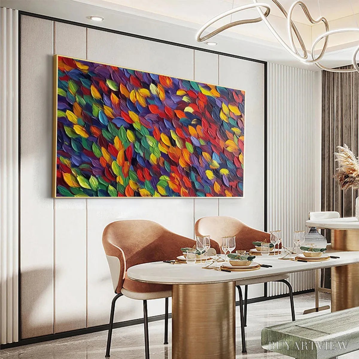 BUYARTVIEW Spectrum Rain – Colorful Abstract Impasto Oil Painting on Canvas - image 3
